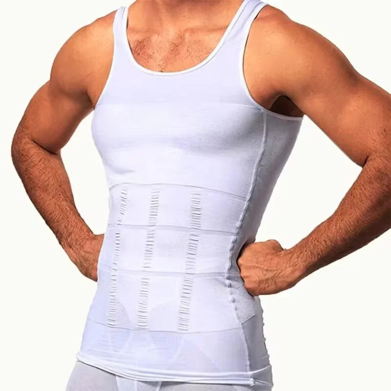 Regata modeladora de corpo e de compressão abdominal masculina, colete de emagrecimento.