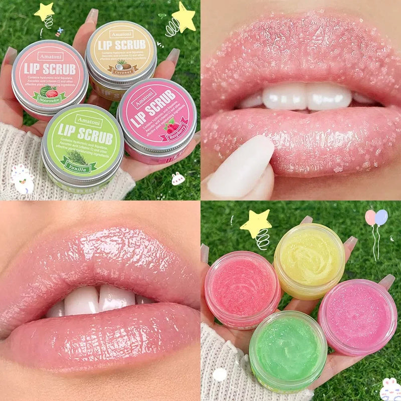 Máscara Labial com Efeito Duplo, Com Sabor de Frutas, Hidratante, Nutritivo, Esfoliante Para Pele Morta